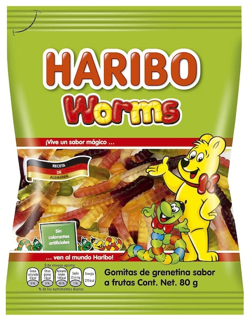 Imagen de producto Gomitas Haribo Worms con 80 g