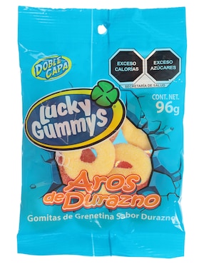 Gomita de grenetina Lucky Gummys Aros de Durazno con 96 g