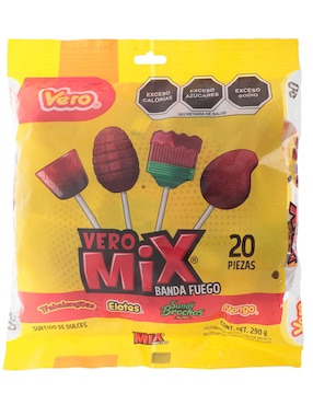 Paletas Vero Mix Banda Fuego Con 20 Piezas