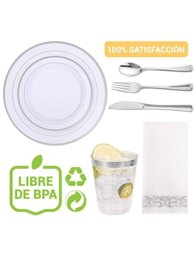 Vajilla para fiesta Berry Hip desechables de plástico para 25 personas