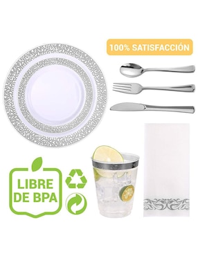 Vajilla para fiesta Berry Hip desechables de plástico para 25 personas