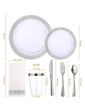 Vajilla para fiesta Berry Hip desechables de plástico para 25 personas