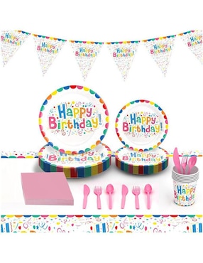 Vajilla para fiesta U Shop Mexico happy birthday de cartón para 25 personas