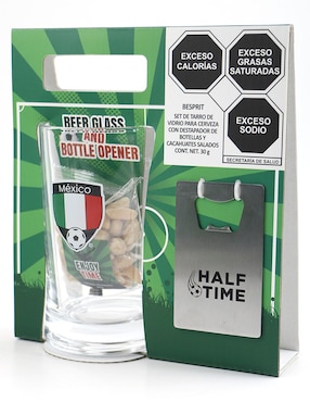 Set de regalo tarro de vidrio con destapador de botellas y cacahuates salados Besprit Mundial