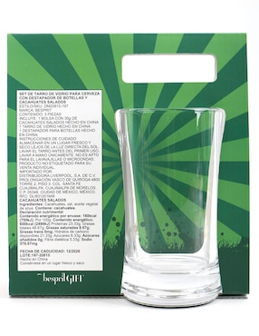 Set de regalo tarro de vidrio con destapador de botellas y cacahuates salados Besprit Mundial
