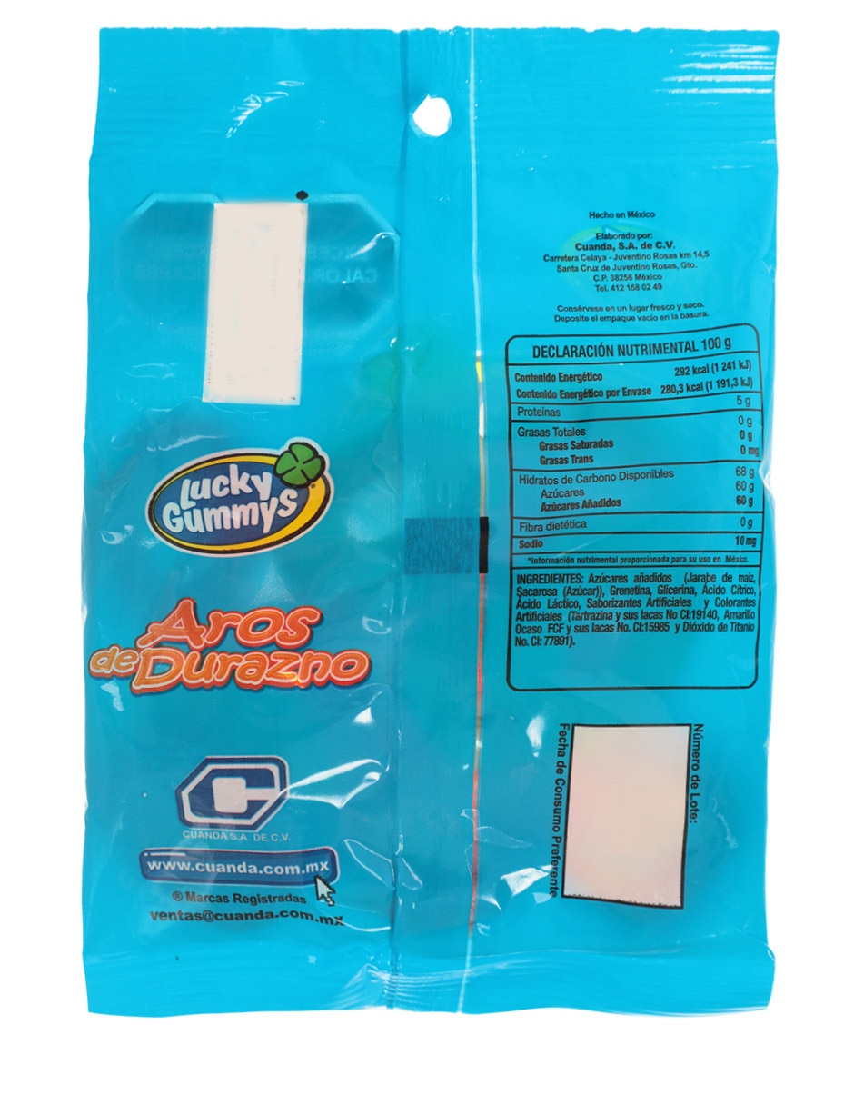 Gomita de grenetina Aros de Durazno con 96 g 3