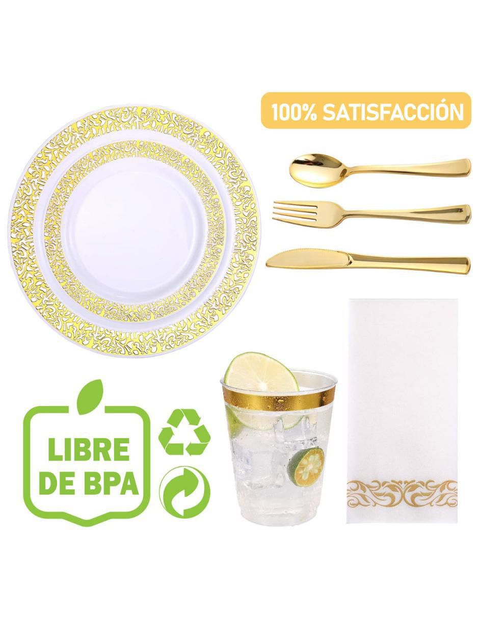 Vajilla para fiesta desechables de plástico para 25 personas 2