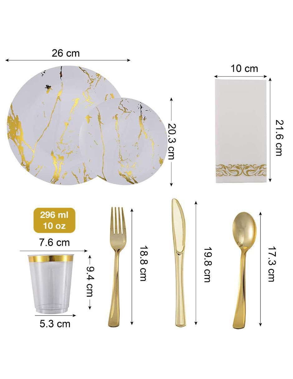 Vajilla para fiesta desechables de plástico para 25 personas 3