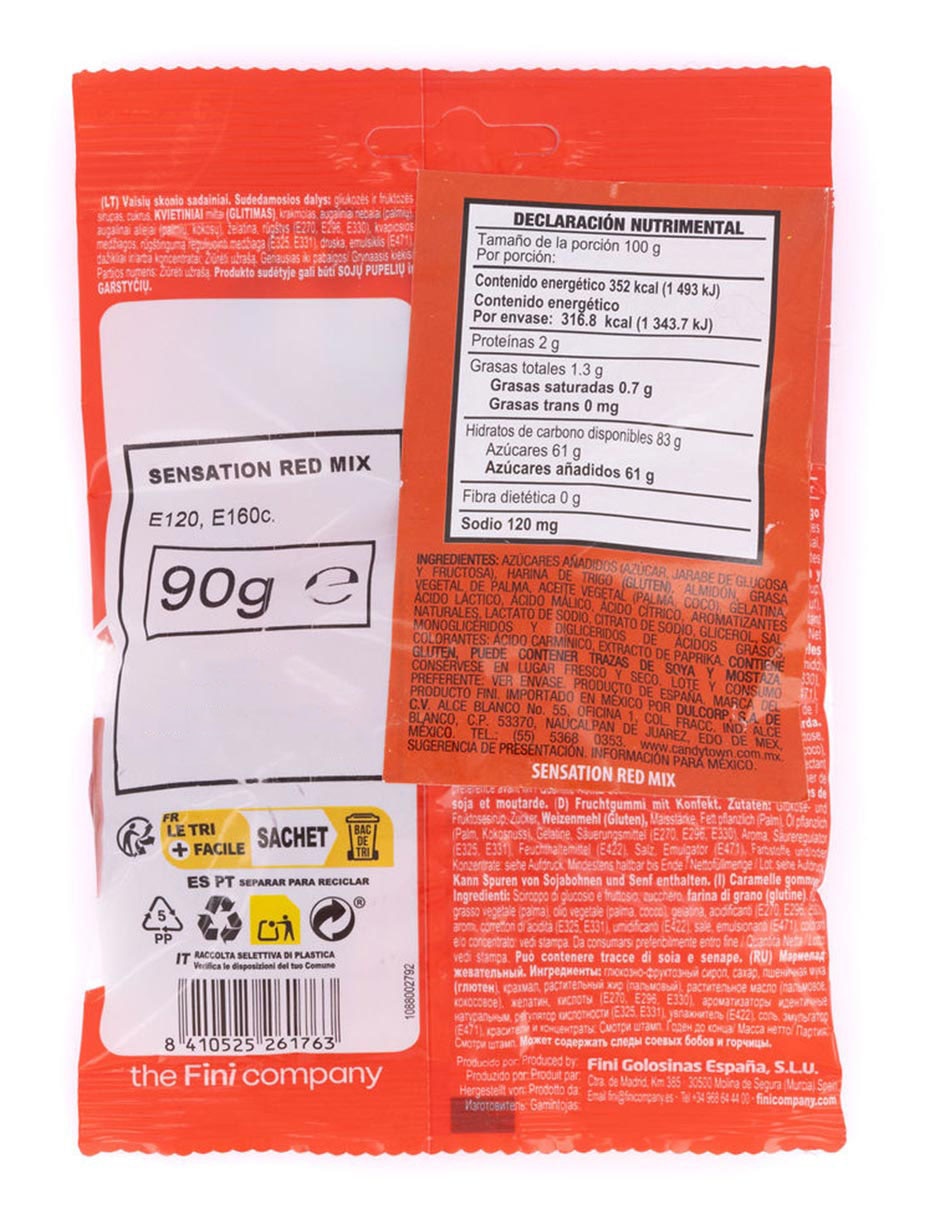 Gomitas Sensation Red Mix con 90 g 2