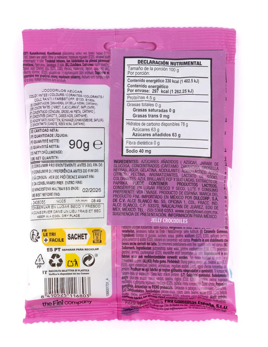Gomitas Jelly Crocodiles con 90 g 2